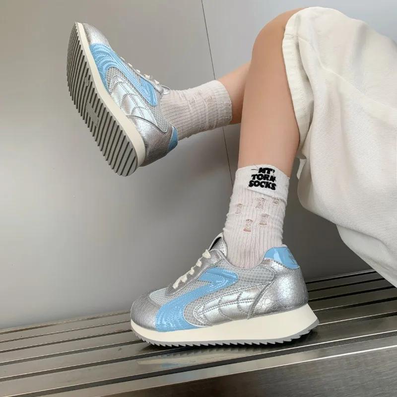 Fashion 2025 Fashion Ladies Shoes Lace-up Women's Vulcanize Shoes New Color Matching Mesh Best Seller Comfortable Breathable Sneakers