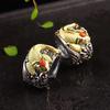 Men's Koi Adjustable S925 Silver Thumb Ring - Handmade Retro Ethnic Style Jewelry