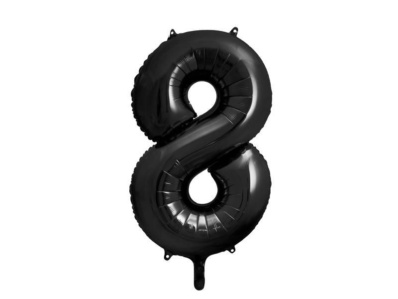 Balon Foliowy Cyfra 8 Czarna, 86Cm