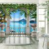 Enhance Your Bathroom with a Waterproof Shower Curtain Featuring a Serene Tropical Balcony for a Luxurious Experience