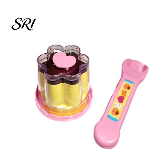 Role Play Feeding Toy Simulated Pudding with Retractable Spoon Pretend Role-Playing Plush Doll Accessory Baby Interactive Easter Basket Stuffers Gifts