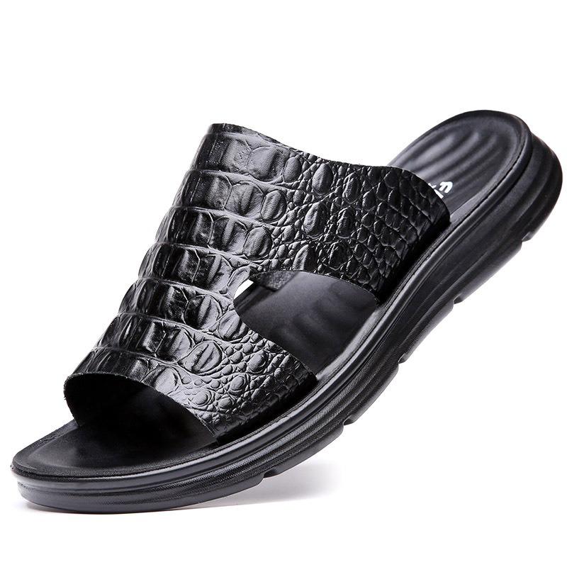 Slippers Men's Leather New Summer Casual Beach Sandals Men's Personality Wear Cool Slippers Leather Sandals