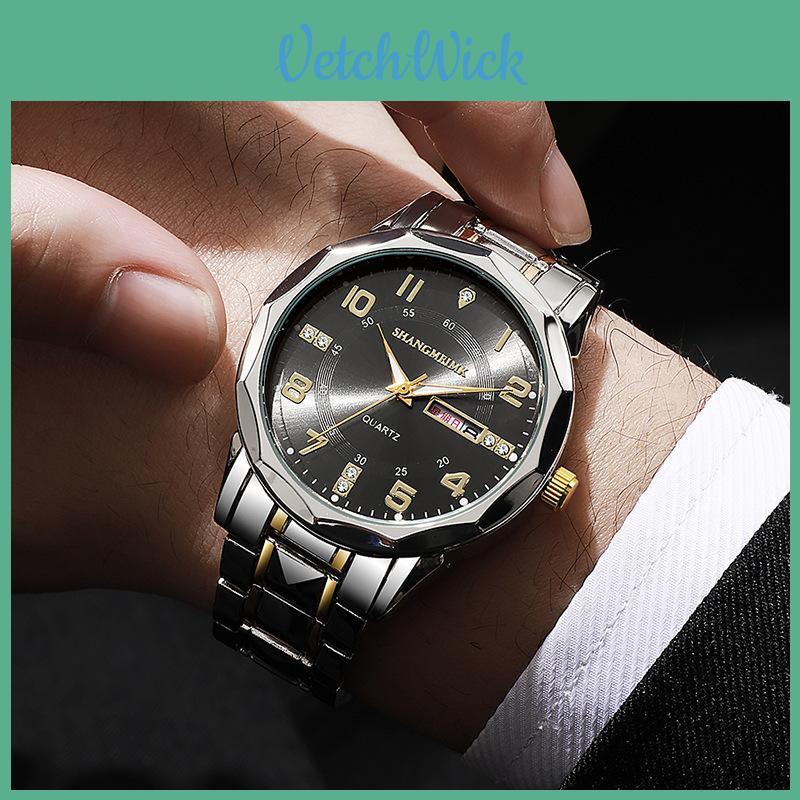 Mens Quartz Wristwatch With Night Light And Date Display For Business Use