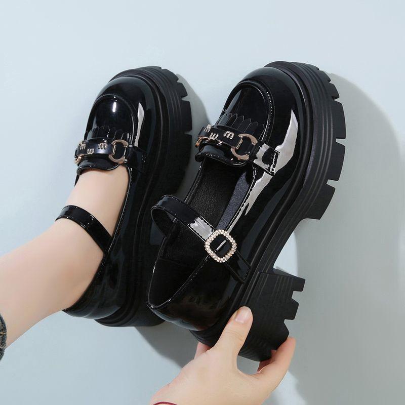 Autumn thick-soled small leather shoes look good skirt single shoes Japanese with fashionable small fragrant style Mary Jane shoes fairy