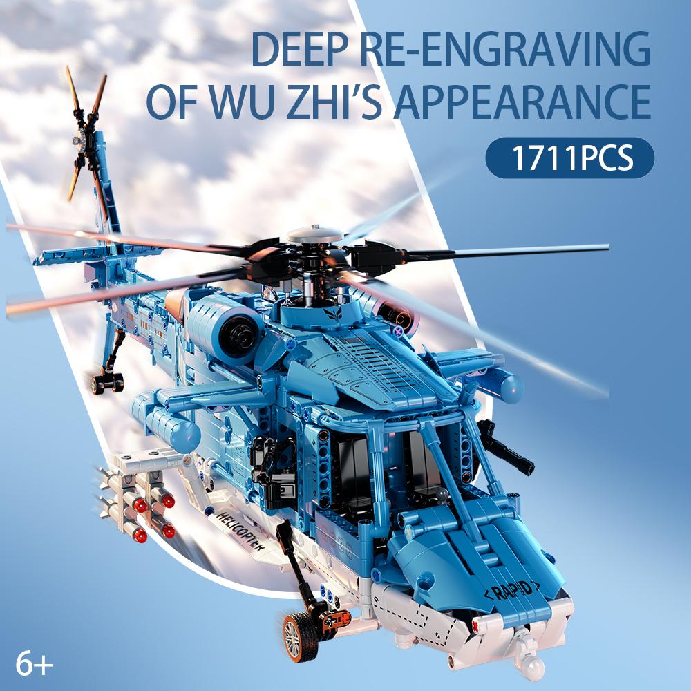 TOYLINX Building Blocks 1711PCS Attack Helicopter Set Army Plane Military Fighter Kit Assembly Bricks Toys for Holiday Gifts