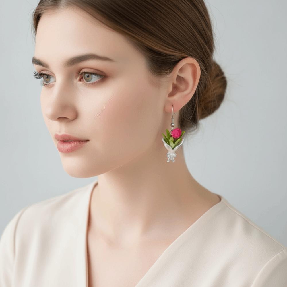 Kreative Vasen-Anhänger-Ohrringe Einfache Schleifen-Ohrringe Leichte Blumen-Einsteck-Ohrringe Hochzeit