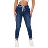 Women's Skinny  Trendy Jeans Distressed Stretchy Denim Pants Elastic Waist Drawstring Denim Trousers