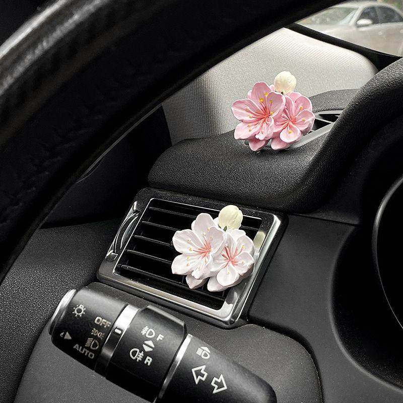 Car Air Freshener Peach Blossom Vent Aroma Diffuser Decorative Aroma Stone Flower Clip Car Perfume Essential Oil Diffuser E56126-1 Peach Blossom Powder