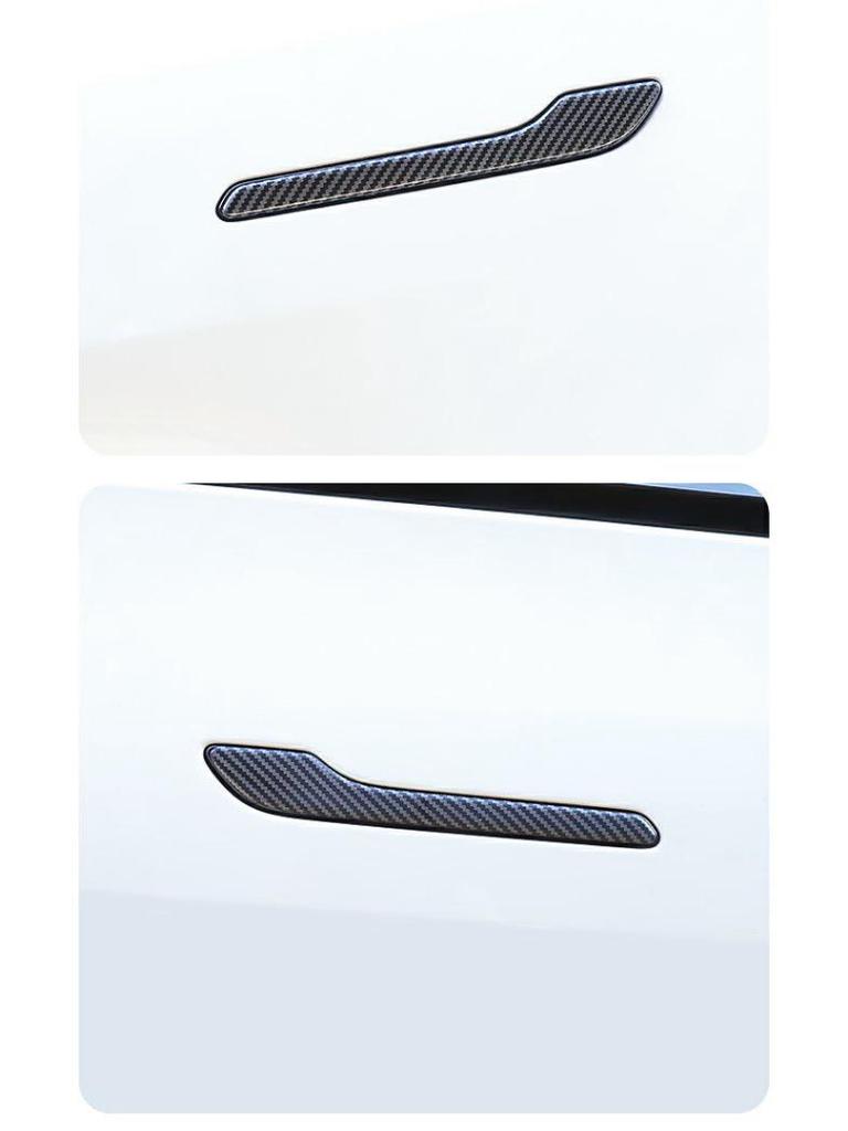 Carbon Fiber Door Handle Covers for Tesla Model Y & 3 - Black Mod Accessories