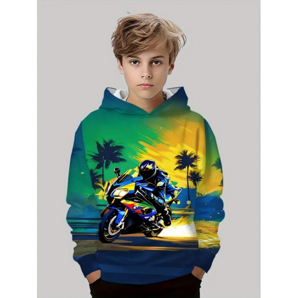 Motorcycle Motocross Print Hoodies for Boys New Fashion Long Sleeves 3D Sports Sweatshirts Pullover Hoodie Children's Clothing