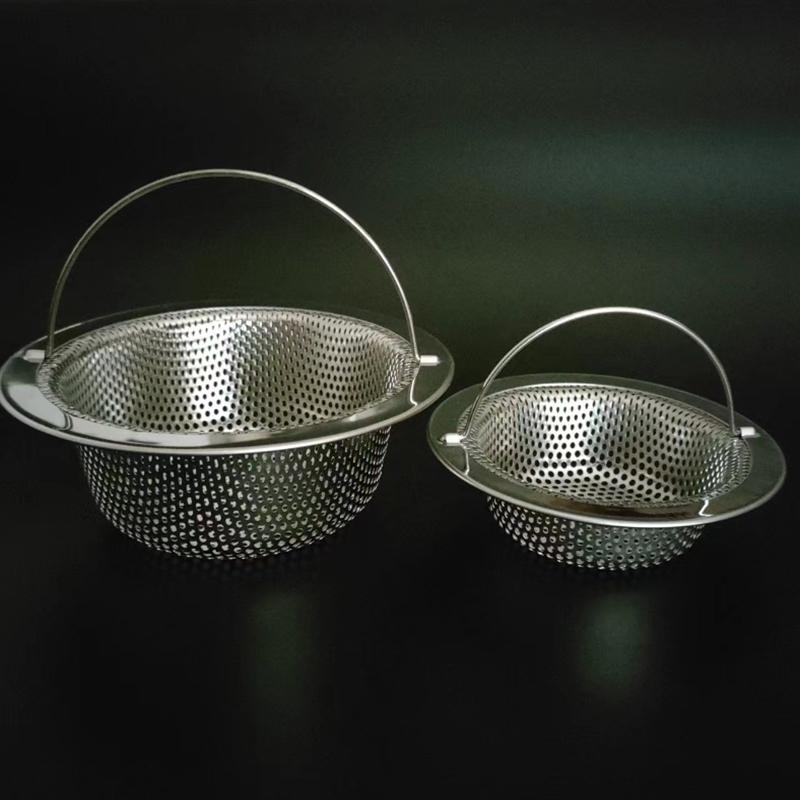 Filtre d'évier en acier inoxydable 304, 3 tailles, avec poignée, filtre d'évier à mailles fines, pour cuisine, style léger et profond