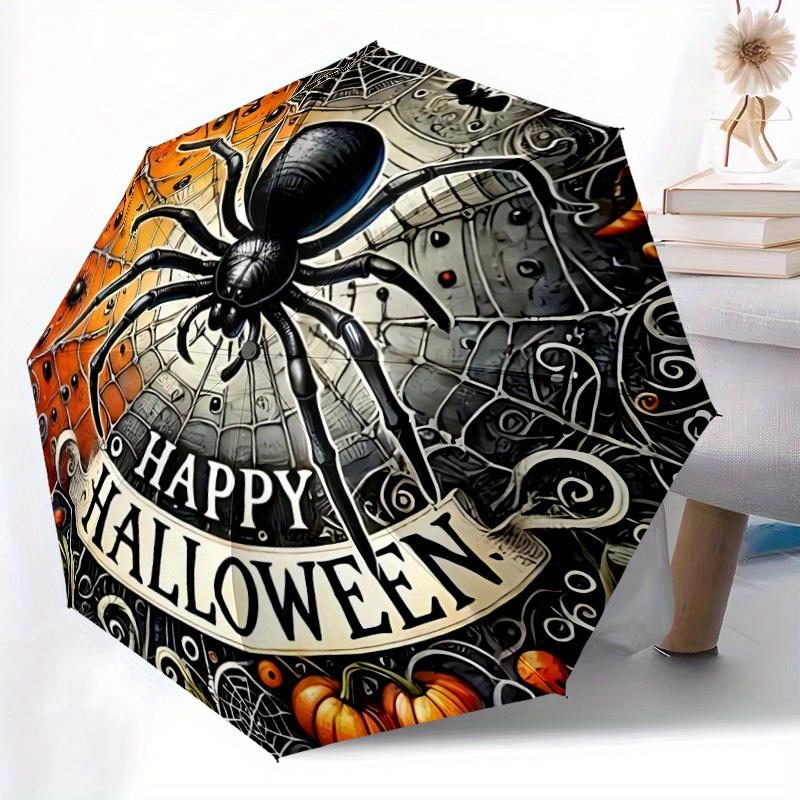 1pc Halloween Spider Decorations Automatic Open/close Folding Umbrella, Compact Portable Travel Umbrella,Durable Construction yy250814169