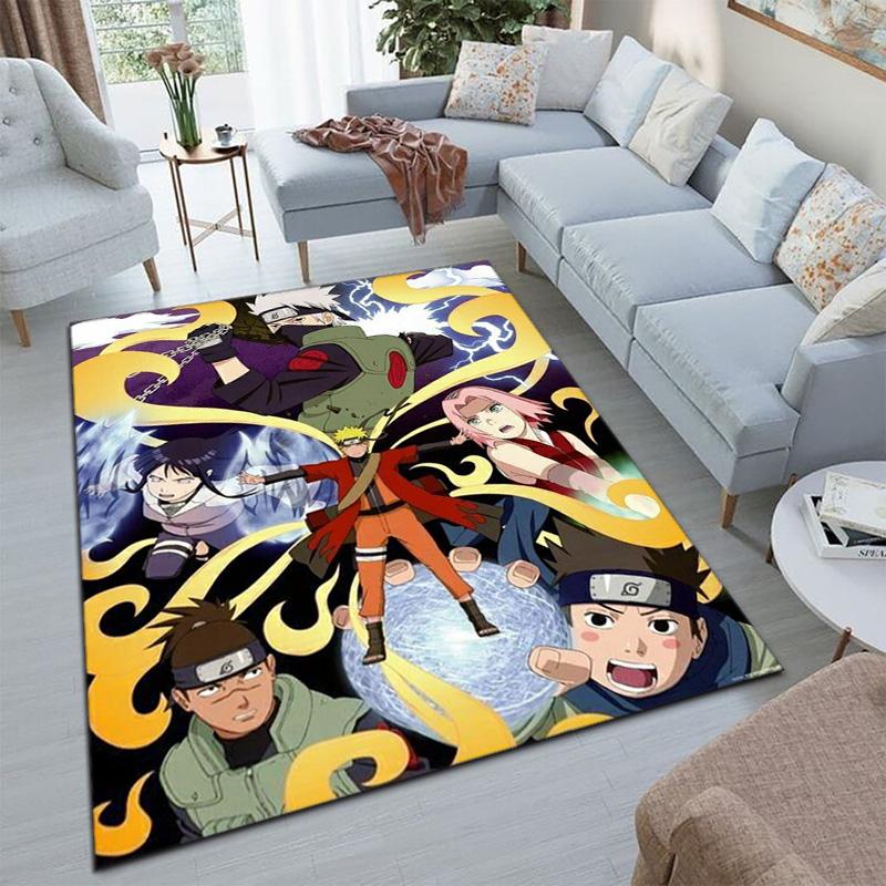 Japanese anime cartoon NARUTO's famous Uzumaki Naruto rug, soft decorative home furnishing, bedroom office chair pad, outdoor picnic carpet Y12