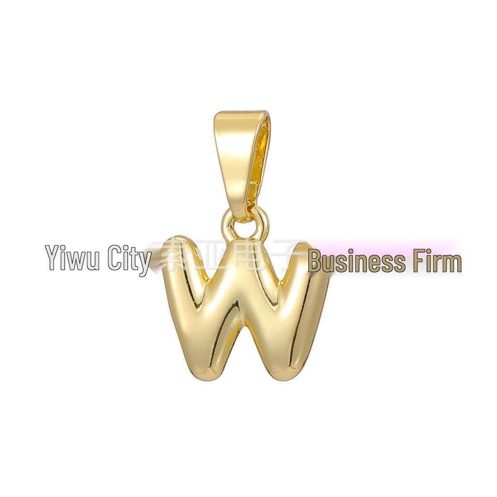 18k Gold-Plated Brass Mini Bubble Letter Pendant Necklace, DIY Personalized with 26 English Letters.