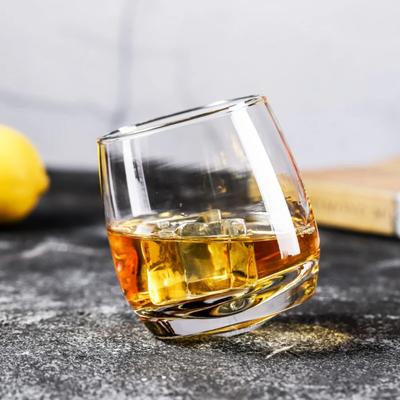 Contemporary Contracted Creative Transparent Glass Whiskey Wine Liquor Beer Glassware Rotating Liquor Cup Success Drinkware