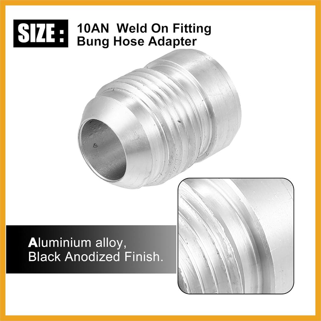 Car Auto 10AN Male Weld on Fitting Bung Hose Adapter Fuel Oil Aluminum Alloy Silver Tone Pack of 10 Replacement