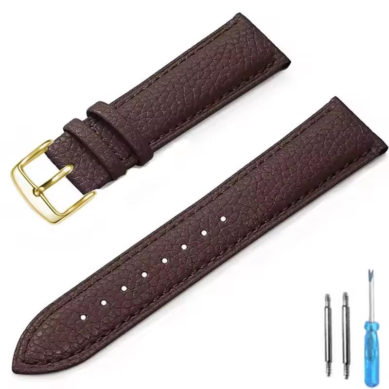 Litchi Pattern Soft Leather Watch Band Bracelet 12mm 14mm 16mm 18mm 20mm 22mm Replacement Wrist Straps Watchbands