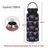 1000ML Vacuum Bottle Printed Design Portable Vacuum Sports Bottle Vacuum Insulated Printed Bow And Flowers Aquaflask Tumbler