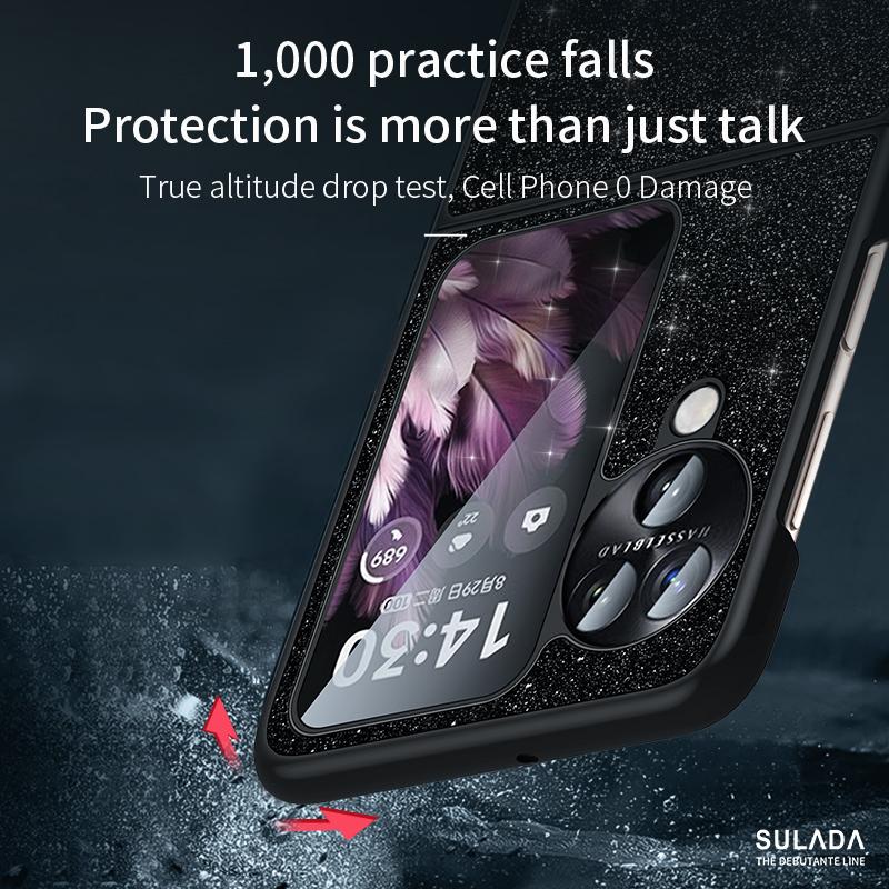 SULADA For Oppo Find N3 Flip 5G Case Glitter Sequins Leather Coated PC+TPU Cover