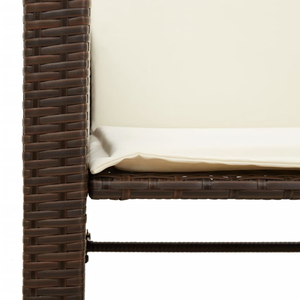 2 Seater Garden Sofa with Table and Footstools Brown Poly Rattan