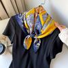 Blue and White Plain Silk Scarf Summer Sunscreen Shawl National Style Fashion Scarf Simulation Silk 70cm Square Scarf Professional Scarf Women