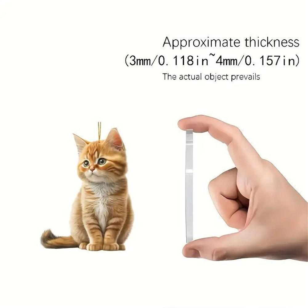 2D Acrylic Flat Printing Cute Cat Pendant Home Tree Window Hanging Decor Gift Pet Lover Car Backpack Creative Animal Ornament