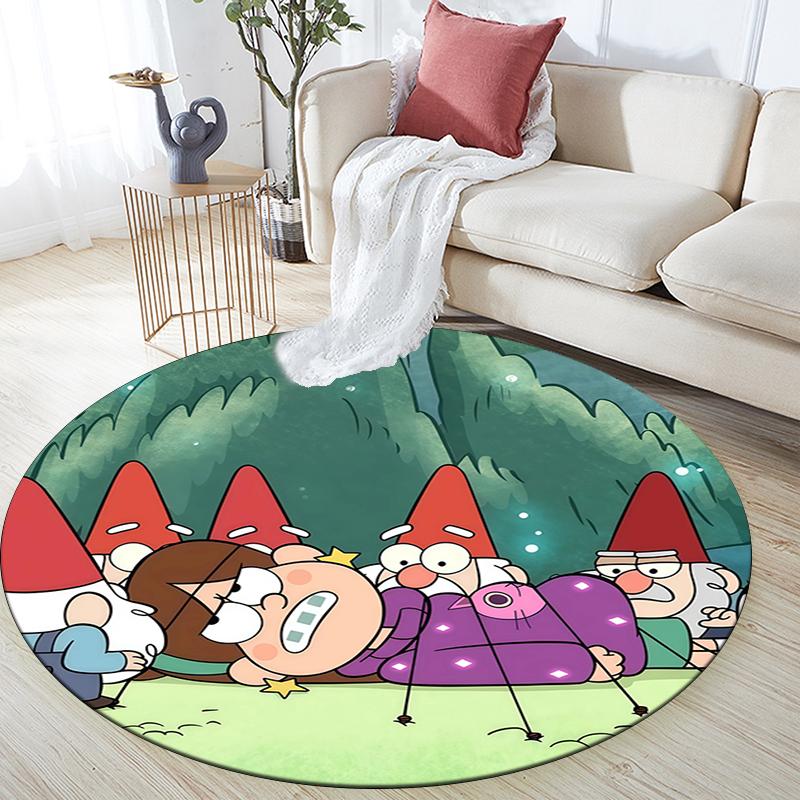 Runder Teppich im Gravity Falls Muster, Teppich für Wohnzimmer, Schlafzimmer, Spielzimmer, Rutschfeste Bodenmatte, Feiertagsgeschenke und Geburtstagsgeschenke.