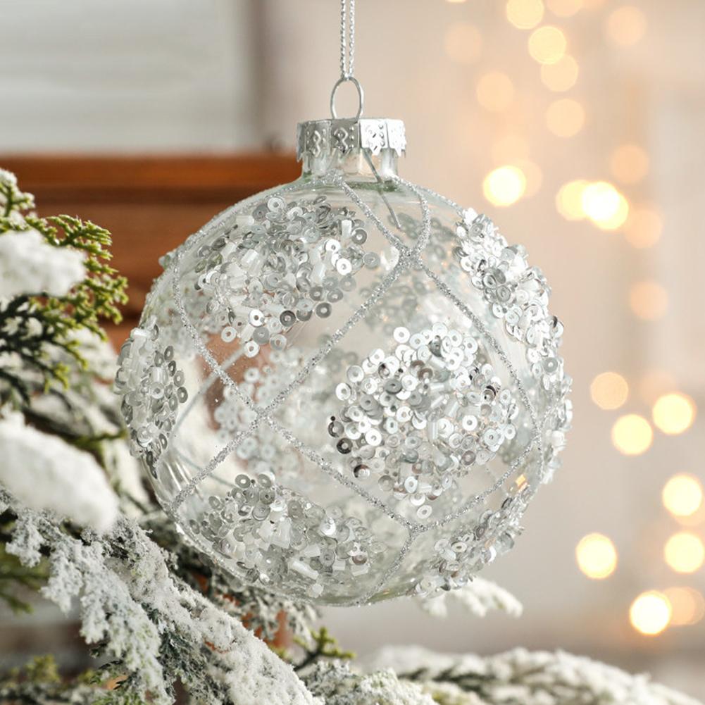 Christmas Ball Ornament White Gold Xmas Tree Hanging Bauble Pendants Christmas Decorations For Home Wedding Party