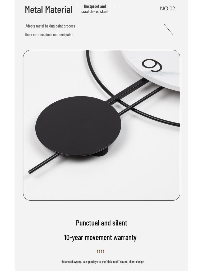 Modern Minimalist Luxury Wall Clock for Living Room or Restaurant - No-Punch Installation, Elegant Decor