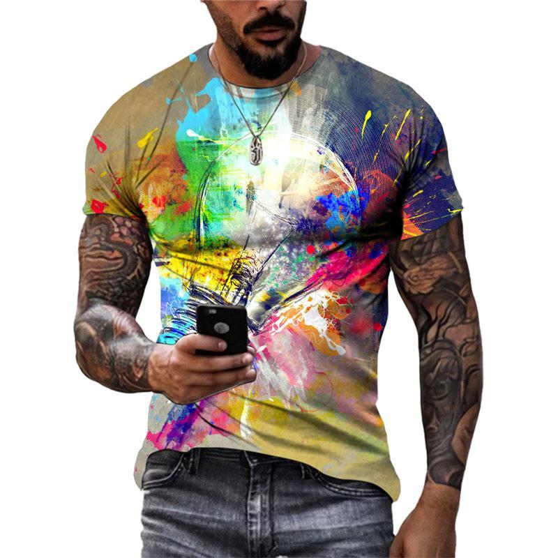Colorful Graffiti Graphics T Shirts Summer Fashion Short Sleeve 3D Ink Splash Printed T-shirts