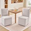 068-Multifunctional Dining Chair with Storage & Casters, Kitchen Chair without Armrests, 360 degrees Swivel, Chenille Cover Beige