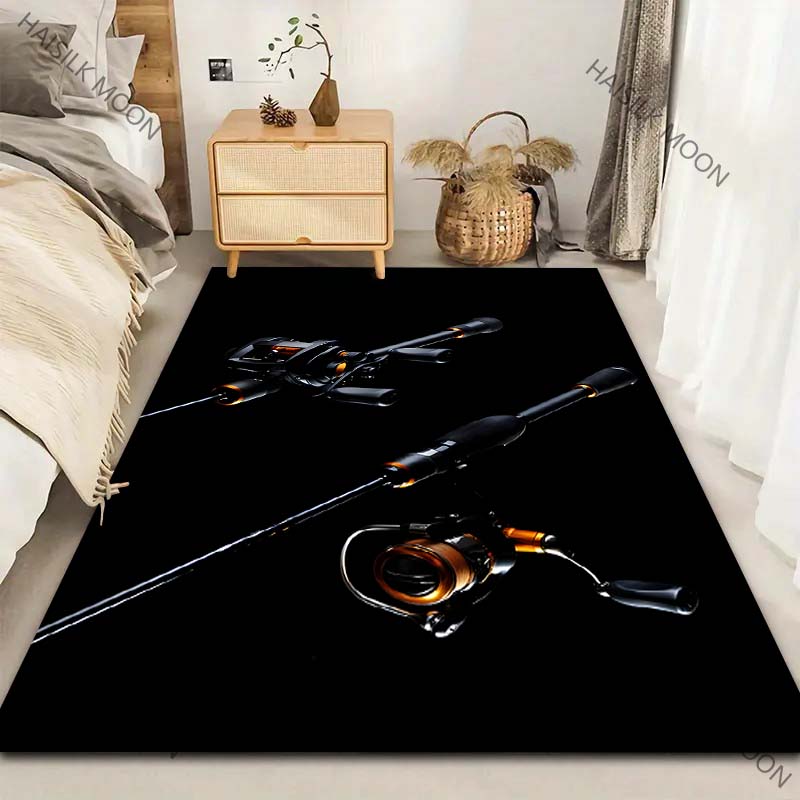 

Fishing Enthusiasts Equip Themselves with Fishing Rods and Bait Carpet for Living Room Bedroom Sofa Home Decor Non-slip Rugs 40cm x 60cm