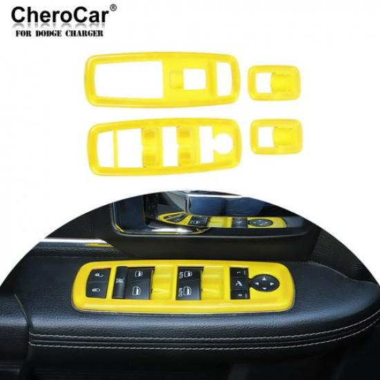Window Lift Switch Button Panel Trim Cover For Dodge Ram 1500 2010-2017 Yellow