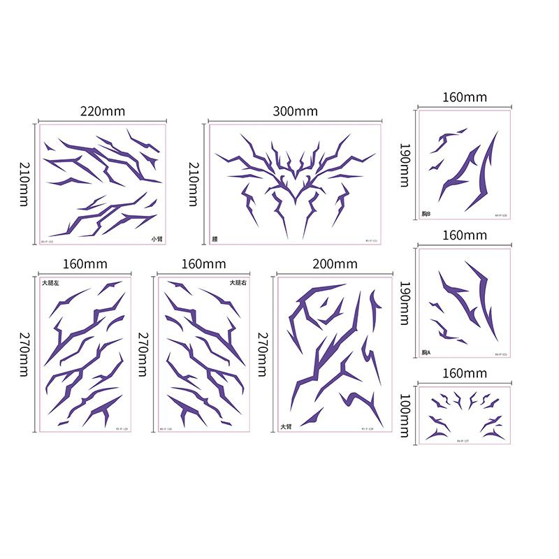 4/8 Pcs Laser Temporary Tattoo Stickers Anime Cosplay Stage Performance Makeup Waterproof Facial Sticker Halloween Party Decor