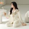 Pajamas Women's Spring and Autumn Pure Cotton Long-sleeved New Floral Thin Mother Advanced Sense Can Be Worn Outside Cool Cotton Suit