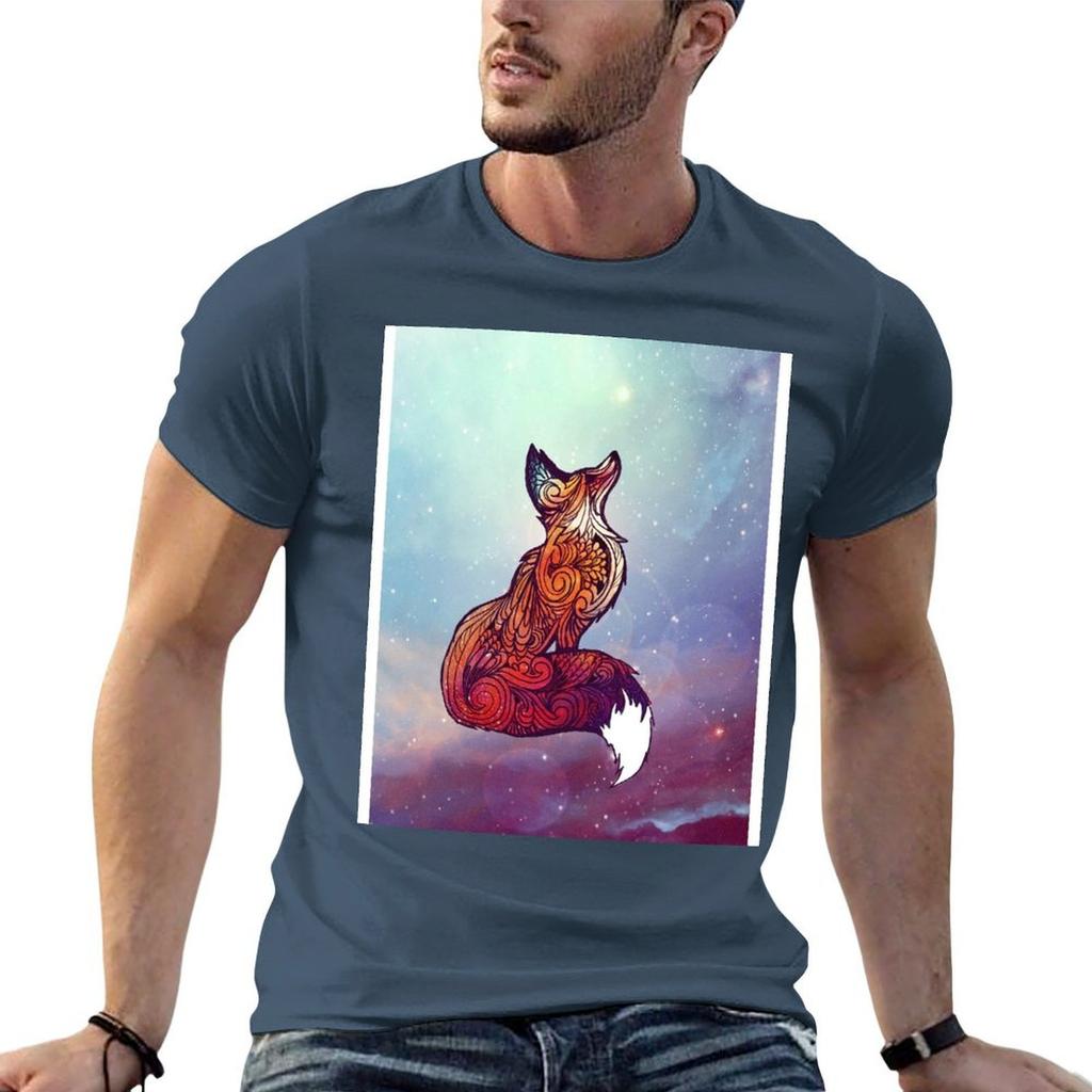 Space Fox Tshirt Anime T Shirts Oversize Unisex T Shirt Cotton Black Cotton Tshirt Plain For Unisex Package Tshirt