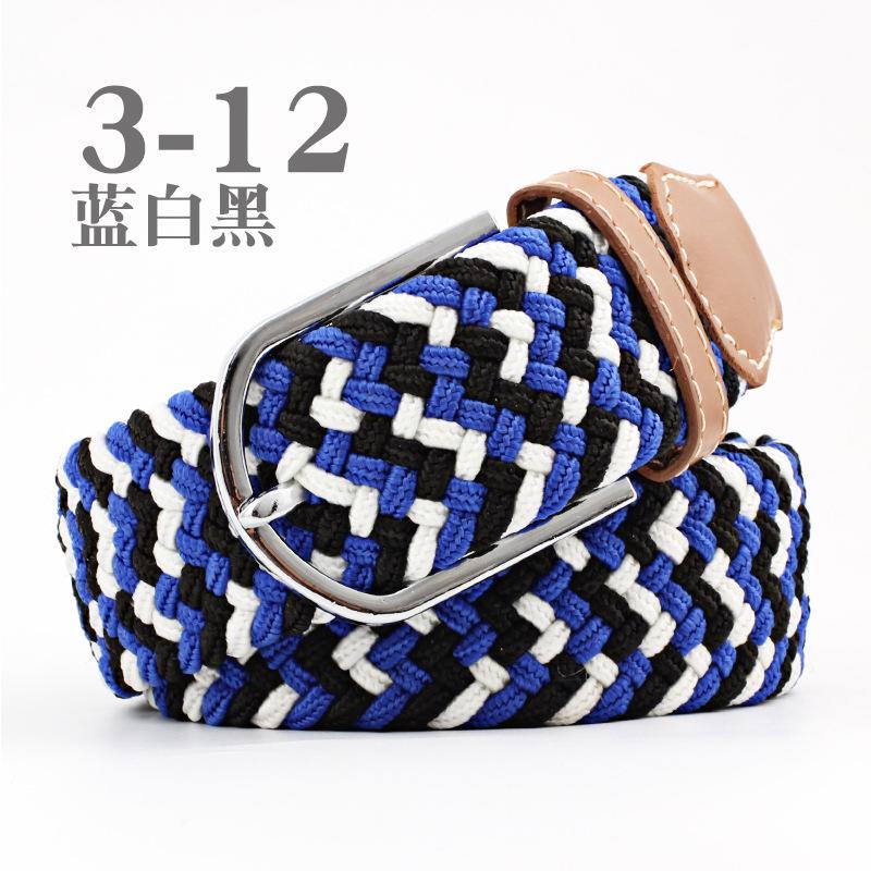 Women Casual Knitted Pin Buckle Without Holes Men Belt Woven Canvas Elastic Expandable Braided Stretch Belts for Female Jeans