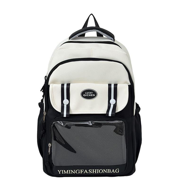 Japanese Ins Clear Student Light School Bag Cute College Girl Contrast Elementary and Junior High School Student Backpack