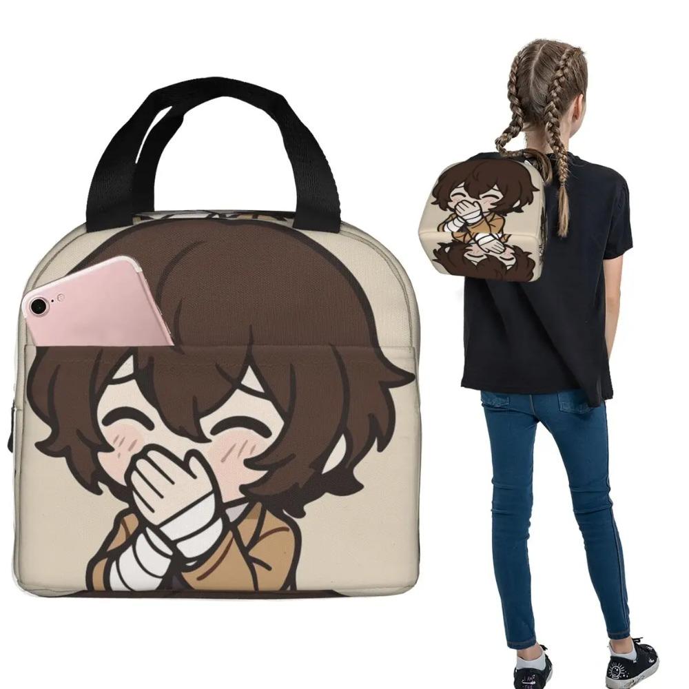 Osamu Dazai Bungo Stray Dogs Anime Insulated Lunch Bag for Women Kids Portable Food Boxes Thermal Lunch Box Tote