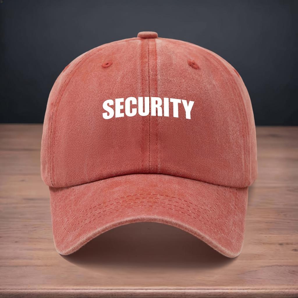 Printed SECURITY Pattern Baseball Cap for Easy Travel, Versatile Soft Top Design for All Seasons, Adjustable Curved Brim Hat