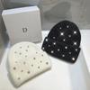 Luxus Strass Perlen Strickmütze Koreanische Damen Kaninchenfell Wolle Skullies Mütze Wintermode Verdickte Warme Mütze Beanie