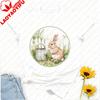 Watercolor Garden Bunny Tshirt Rabbit With Watering Can Fence Floral Graphic Tshirts  Vintage Aesthetic Festive Casual Tshirts