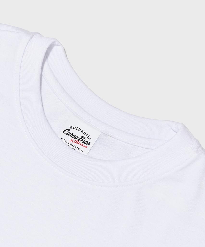 CARGOBROS FOR WOMAN State Of Main Lettering Short Sleeve T-Shirt (White)
