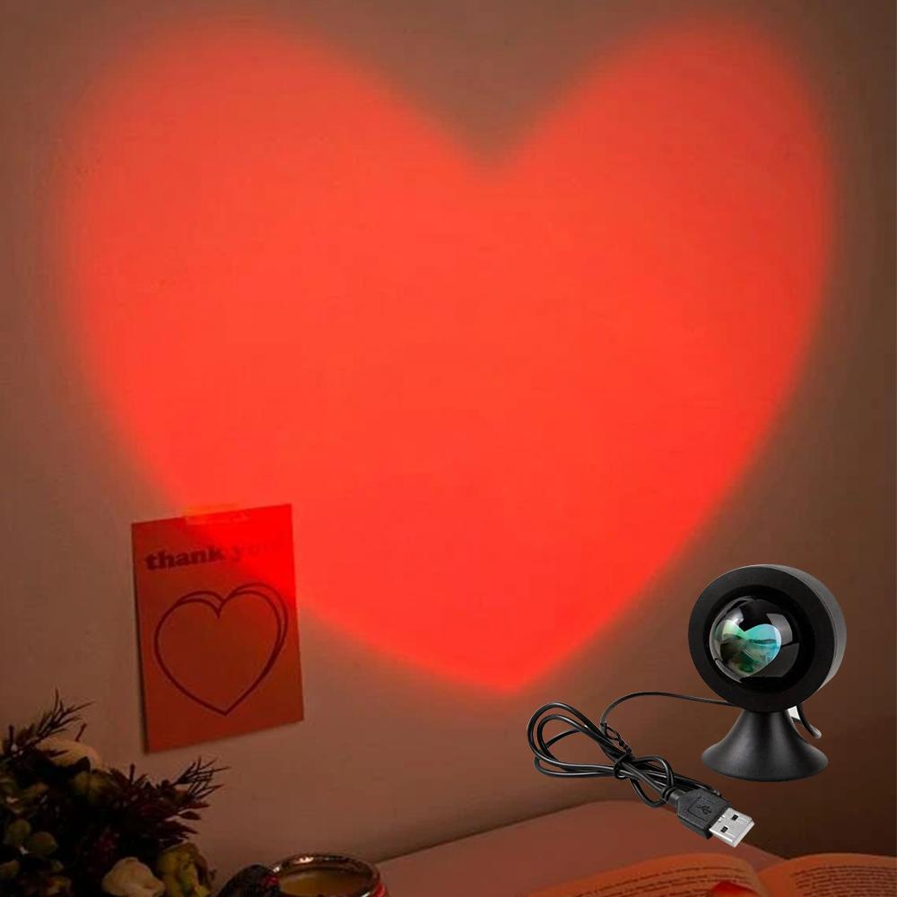Sunset Light Love Projector Night Light Sunset Projection LED Desk Lamp Bedroom Atmosphere Rainbow Light Decorative Light
