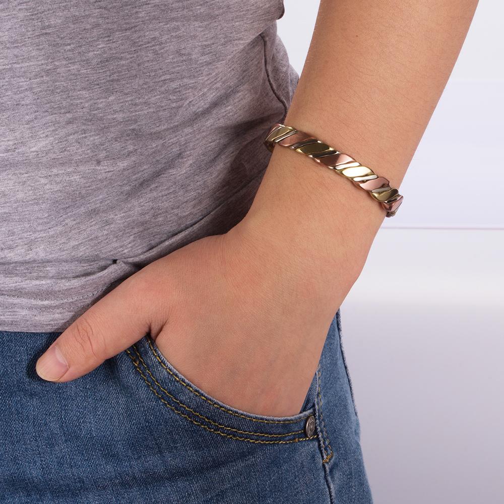Braccialetti in Rame Intrecciato Vinterly per Donna Colore Oro Rosa Salute Energia Rame Magnetico Braccialetti a Bracciale Regolabili & Bangles