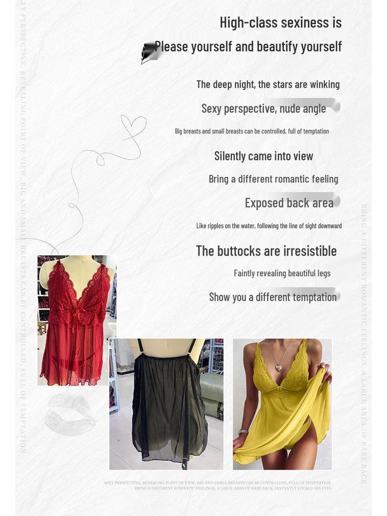 Women's Sexy Lace Sling V-Neck Nightdress