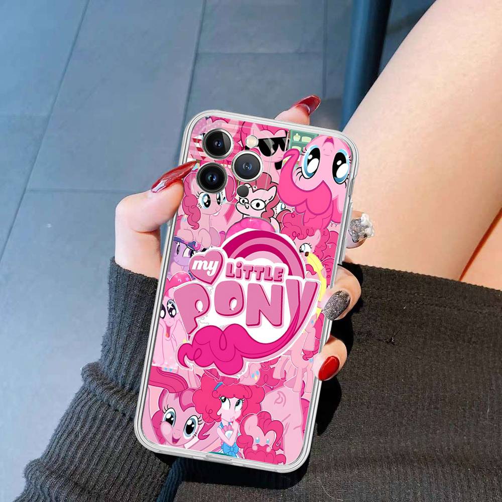 Милый M-Мой Мультяшный P-Пони L-Маленький TPU Силиконовый Чехол Для IPhone 11 12 13 14 15 16 17 Pro Max Ударопрочный Прозрачный Задний Чехол iPhone 17 Pro pink
