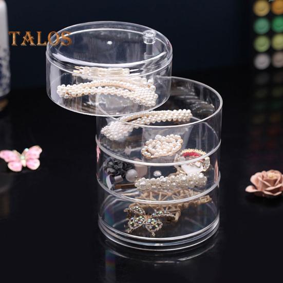 Caixa de joias giratória transparente, grande capacidade de armazenamento, útil, 3/4/5 camadas, suprimentos de beleza, pulseiras, estojo de armazenamento, uso diário