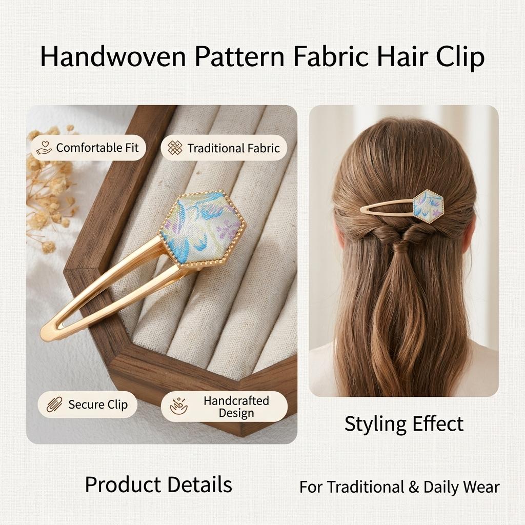 Song Brocade Hair Clip Hand-made Chinese Style Hair Accessories For Hanfu