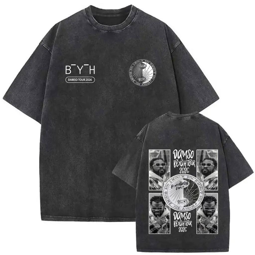 French Rapper Damso High Quality Vintage Washed ONeck Tshrit YK Mens Womens Casual Summer Clothes Oversized Short Sleeve Tees